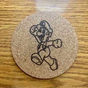 Luigi Laser Engraved Cork Coaster